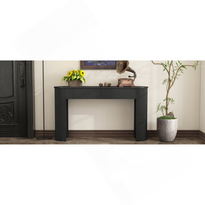 Entryway Table With Fluted Design, Modern Console Table With Storage, Oval Top And 2 Drawers For Entryway And Living Room (Black)