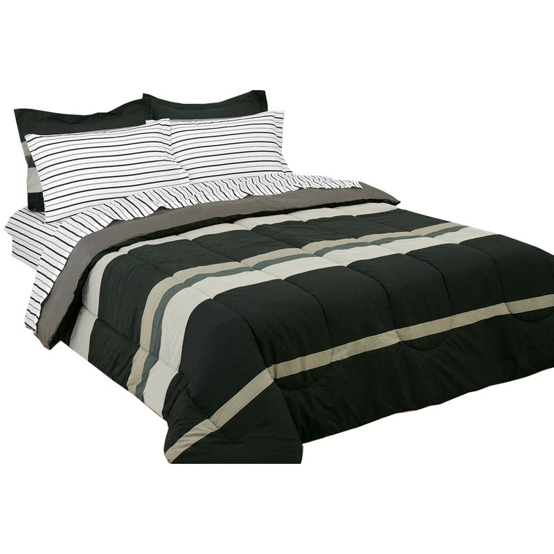 Gray Twin Reversible Microfiber Bed in a Bag Set