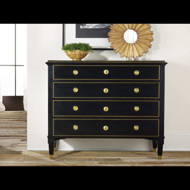 Commode décorative 4 tiroirs 19e siècle, Ébène