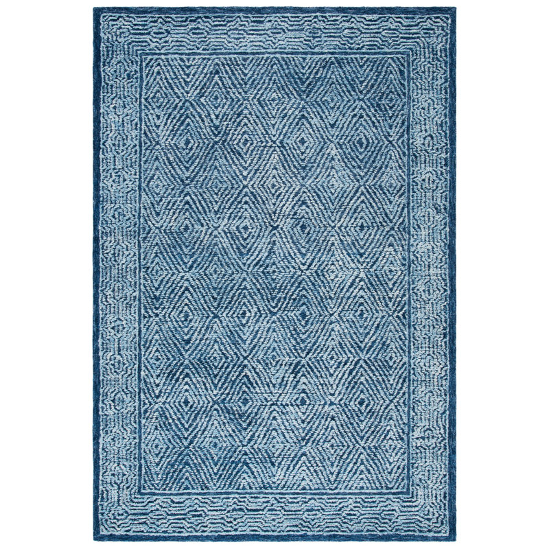 Angellique Handmade Tufted Wool Navy Area Rug, Rectangle 3' x 5'