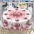 Pink Rose Pattern Design Polyester Washable Tablecloth