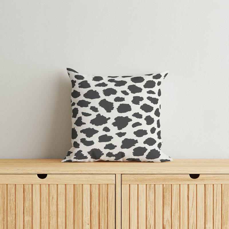 Coussin Animal Spot, Ivoire/gris anthracite, H 16 po x l 16 po