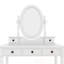 Bureau de coiffeuse avec miroir à angle réglable, tabouret rembourré et 5 tiroirs-1050409703