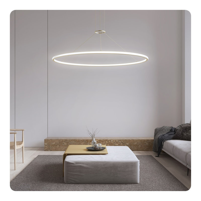 Luna Contemporary Brass Finish LED Pendant Light, 49.5"