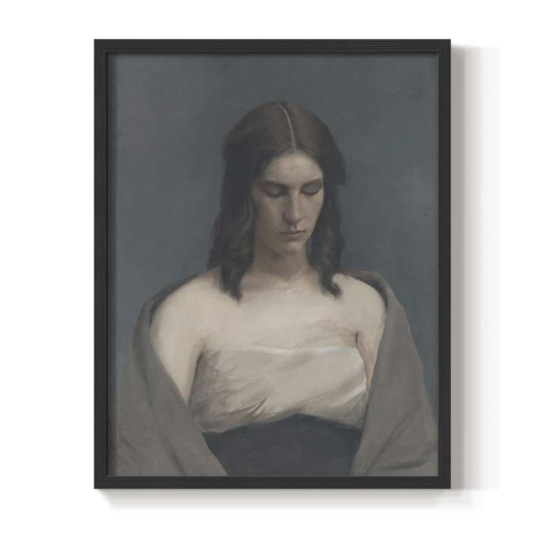 Impression de portrait rétro Vintage XLVII, reproduction encadrée - bois massif, Noir, noir, noir, noir, H 21 po x l 17 po
