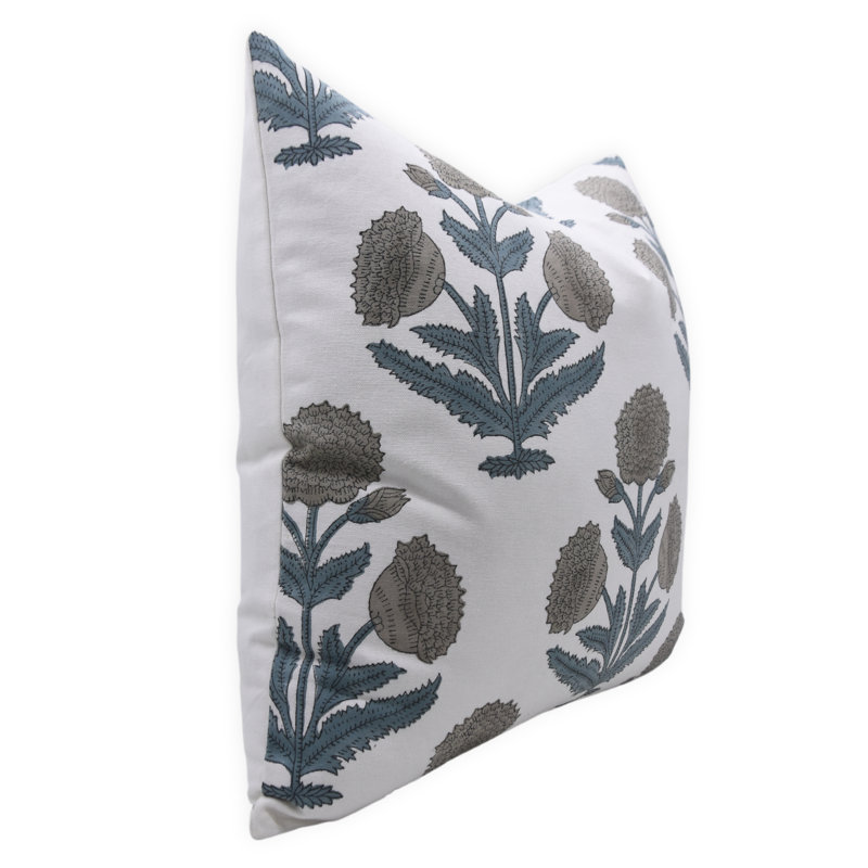 Coussin décoratif fait à la main avec imprimé de blocs pour canapé et lit style campagnard, H 14 po x l 14 po