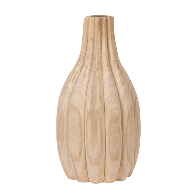 Vase rond en bois de paulownia décoratif