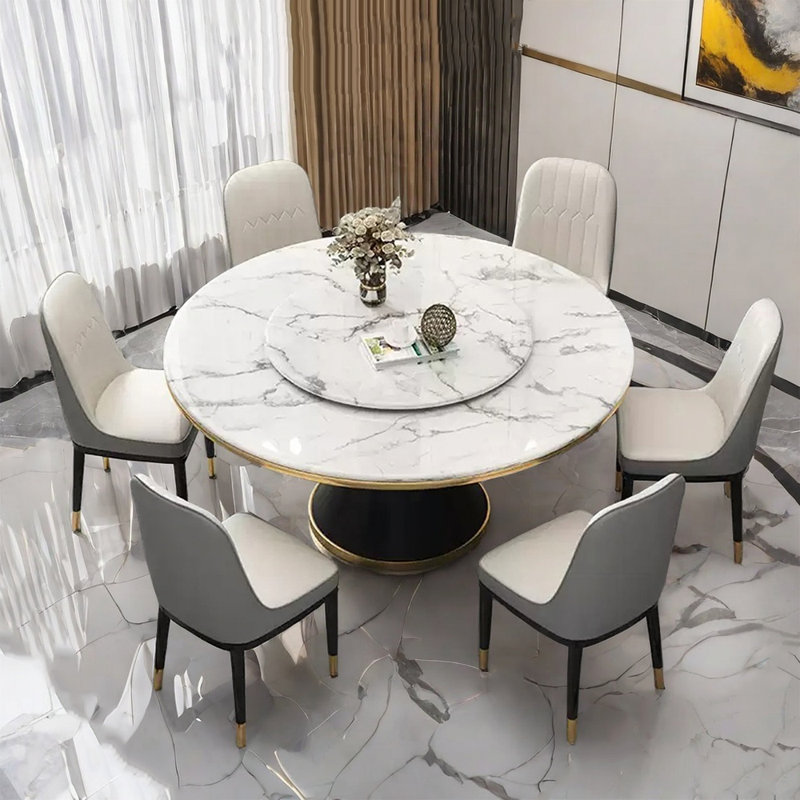 Ensemble de table de salle à manger moderne et simple en faux marbre, H 29,52 po x L 51,18 po x l 51,18 po