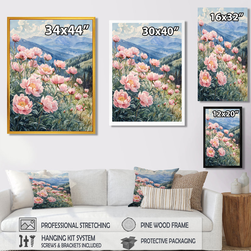 Basey - art mural sur toile florale, H 32 po x l 24 po, Noir, noir, noir, noir, Reproduction encadrée d'une seule photo