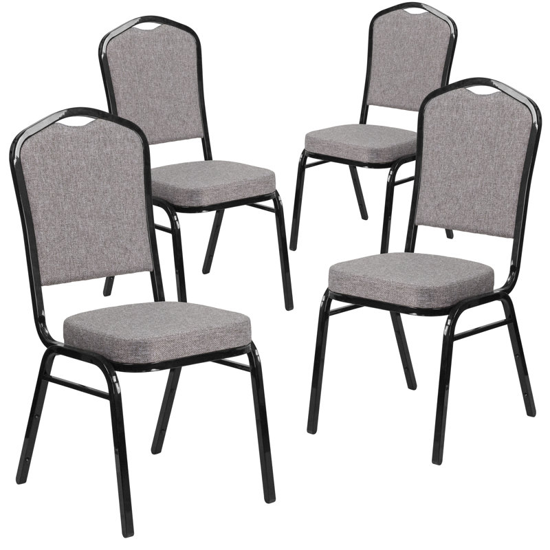 Chaise de banquet empilable Oliverson, Cadre noir, Tissu gris, 4