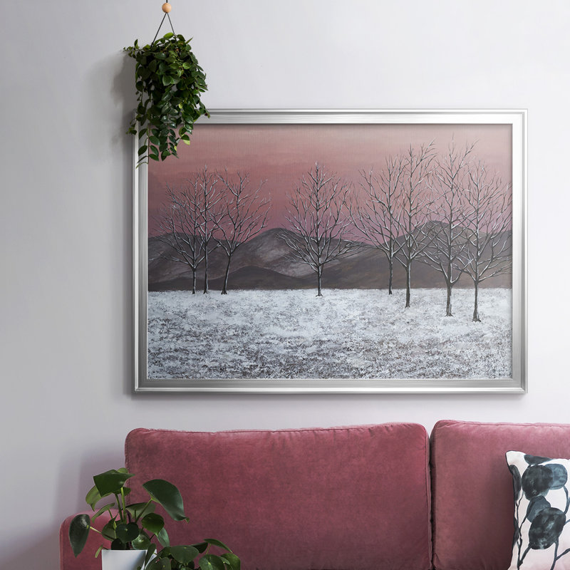 «Sunset Snowfall II», reproduction sur toile, Argent, H 26 po x l 38 po x P 1,5 po