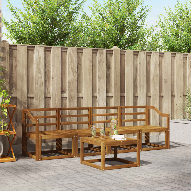Vidaxl Outdoor Sofa Set 5 Pcs Solid Acacia Wood Sectional Garden Furniture