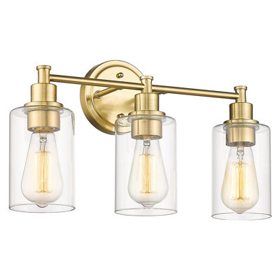 Éclairage pour meuble-lavabo 3 lumières avec abat-jour en verre transparent