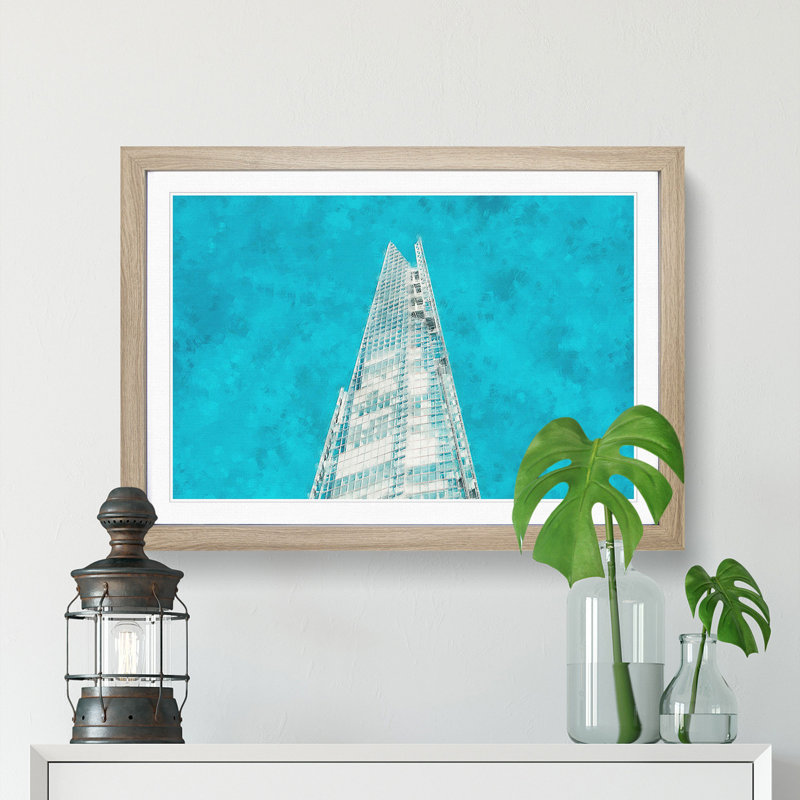 The Shard in London England - Picture Frame Painting Print, 33cm H x 45cm W x 2cm D, Oak Framed