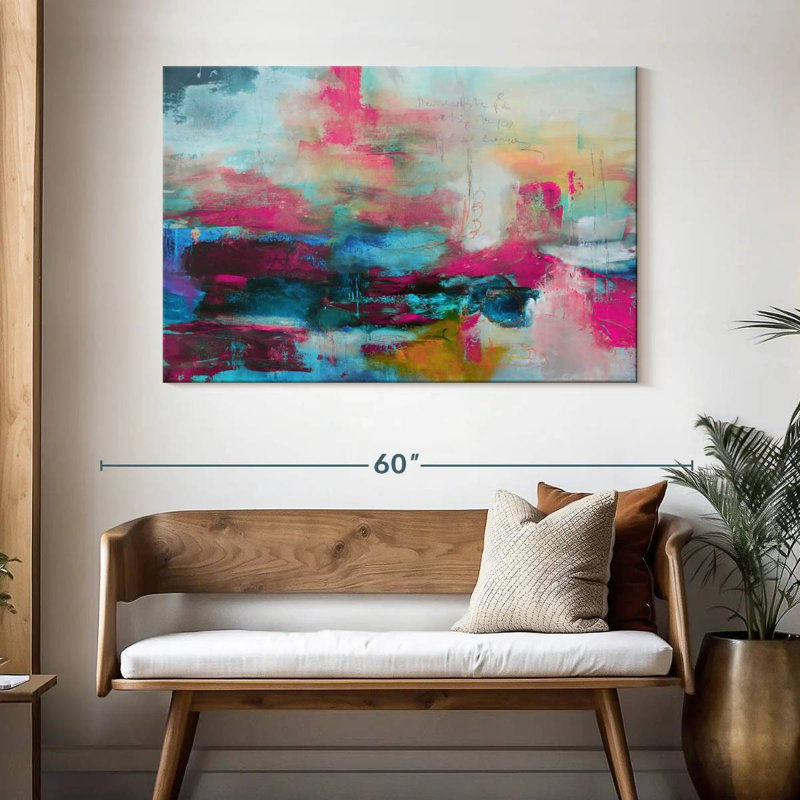 Avery Abstract Pink Aqua, 32" H x 48" W