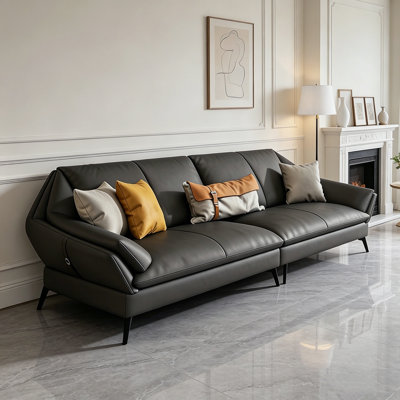 Dark grey Genuine Leather Modular Sofa