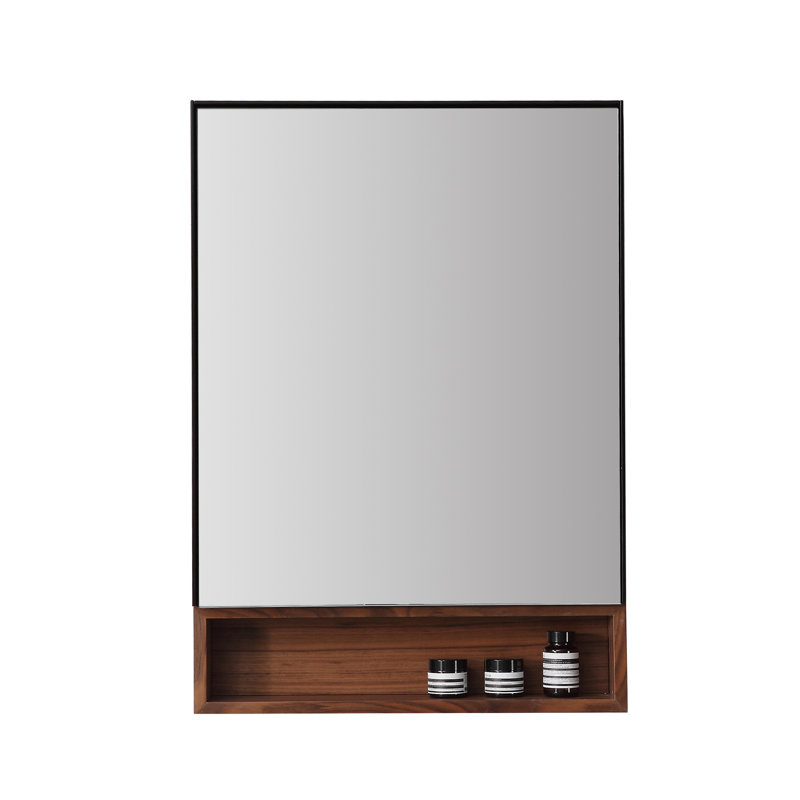 Bergen 24" Medicine Cabinet, Matte Black/Walnut