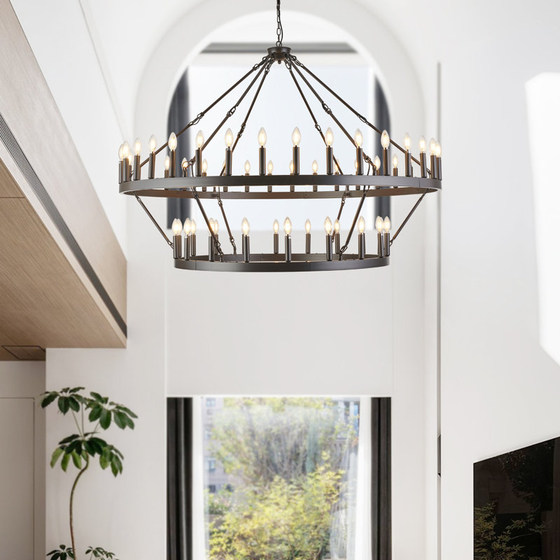 Lustre Veiz, Bronze frotté à l'huile, 64, H 58 po x l 70 po x P 70 po