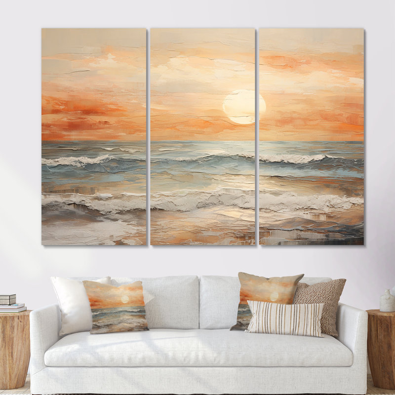 Plemmons - Coastal Sunset, ensemble d'art sur toile, H 40 po x l 60 po x P 1 po, Toile tendue