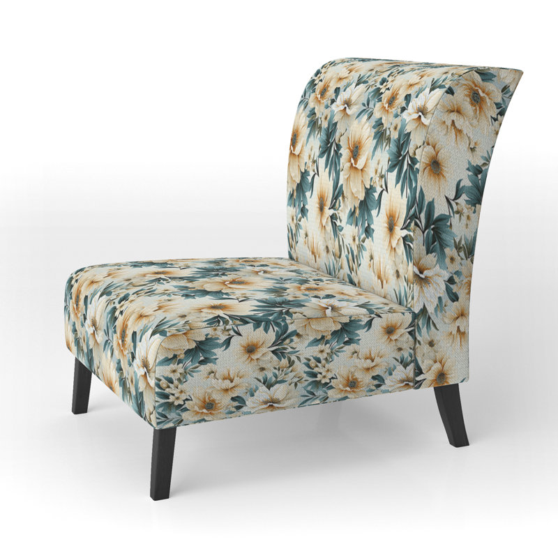 Fauteuil de chambre Sandy Beige et bleu Hydrangea Tranquility IV