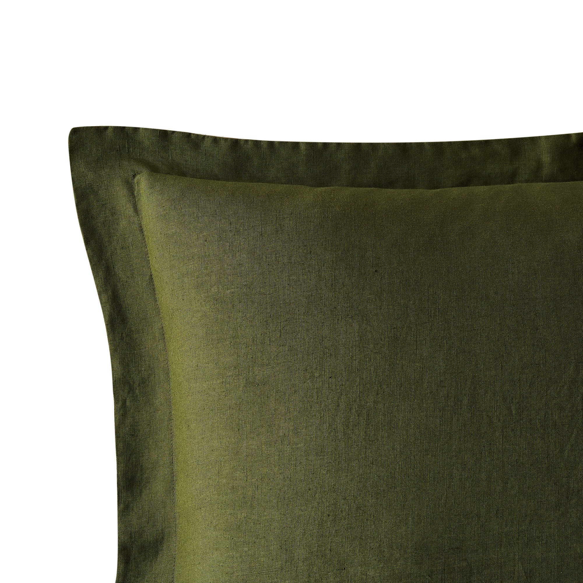 Nena 100% Linen Percale Duvet Cover Set, King Duvet Cover + 2 King Shams, Olive Green