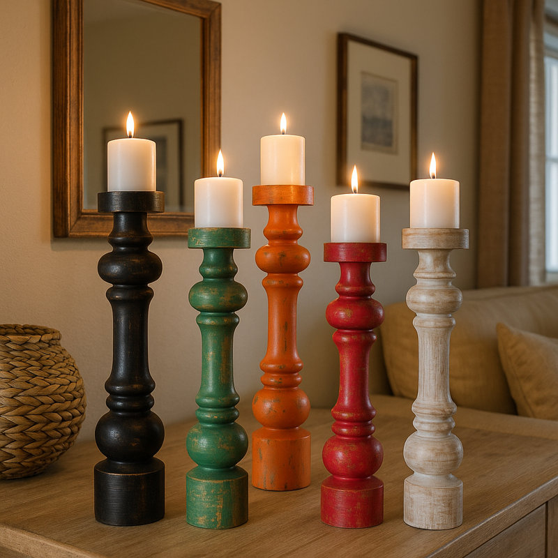 Porte-bougie Baroque - petit - orange, H 9,3 po x l 3,5 po x P 3,5 po, Orange