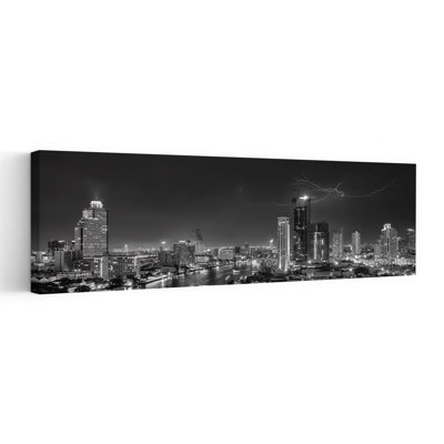 «Dramatic City Lightning Dramatic Modern Abstract City Landscape», art mural