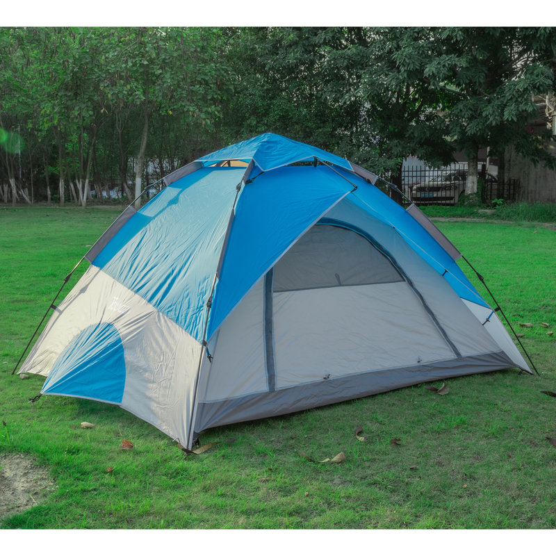 Tente de camping pour 4 personnes, Bleu / blanc