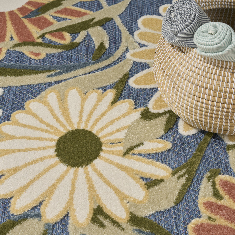 Shila  Blue Sage Outdoor Rug, Rectangle 7'10" x 10'6"
