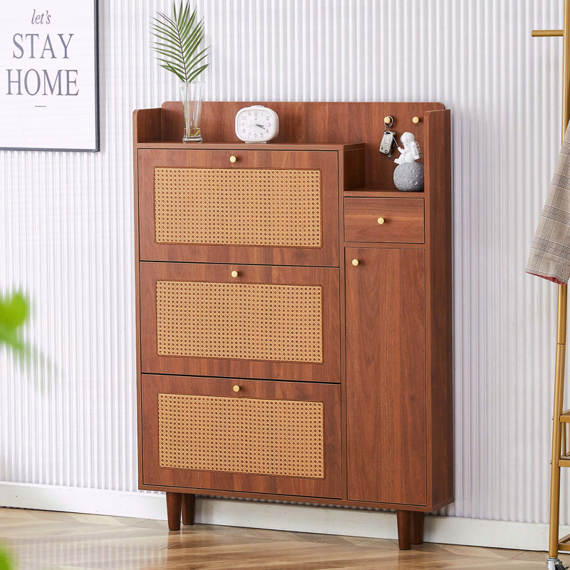 Armoire à chaussures moderne en MDF minimaliste avec pieds en métal