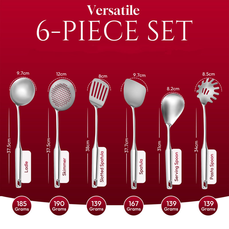 Ensemble d'ustensiles de cuisine avec poignées ergonomiques (ensemble de 6)