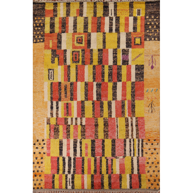 Tapis oriental marocain en peluche fait à la main 9 x 13