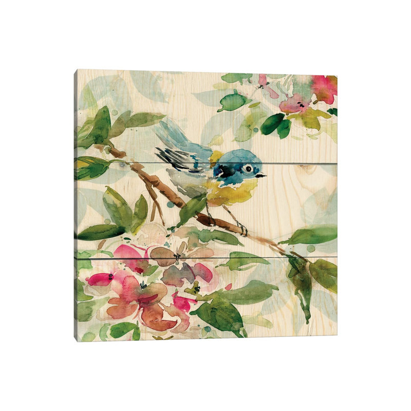 Birds And Blossoms I by Carol Robinson - Painting on Canvas, 66.04 cm H x 66.04 cm W x 3.175 cm D, Wrapped Canvas