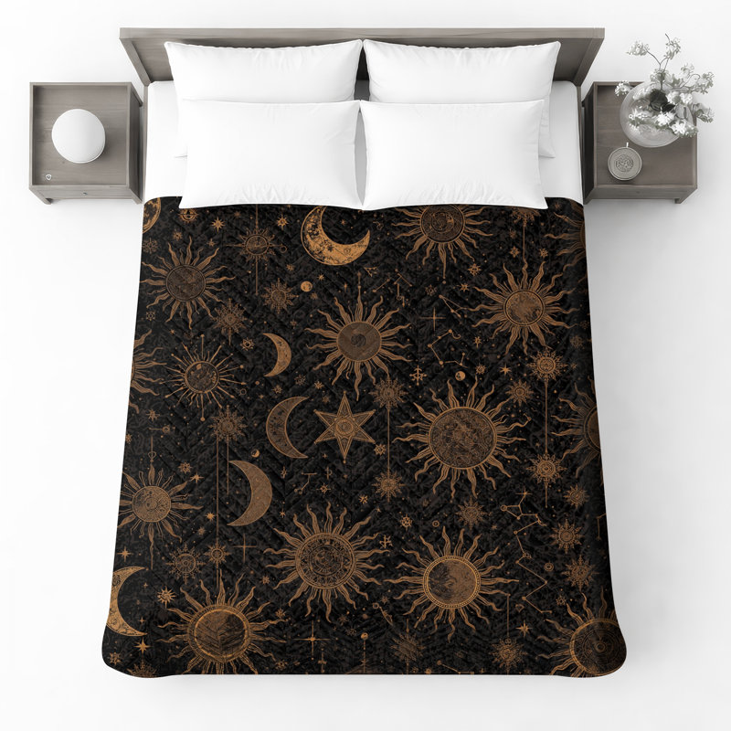 Couvre-lit matelassé Celestial Sun Moon, Lit simple