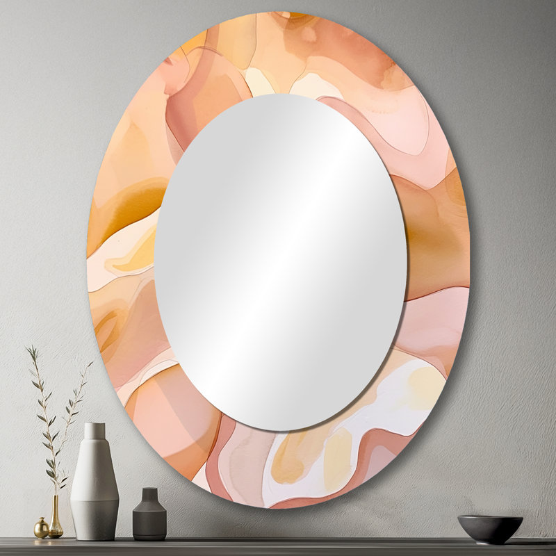 «Nutshell Abstractions Abstract Watercolor II» - Miroir mural moderne ovale, 43 po x 33 po