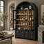 Armoire de rangement Novelle 72,8 po de style ferme moderne en bois d'ingénierie avec portes vitrées et étagères réglables-135784675