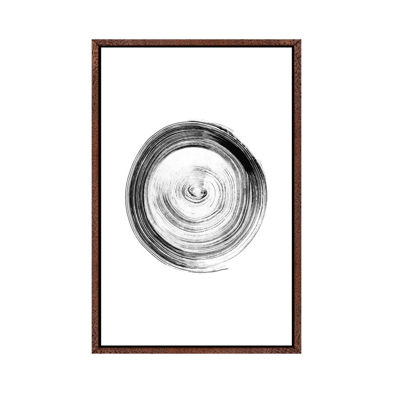 Ink Circle by Nouveau Prints - Print on Canvas, 66.04cm H x 45.72cm W x 3.81cm D, Classic Brown Wood Framed