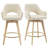 Lovetro Swivel Full Back Linen Upholstered 26.8"H Counter Stool with Solid Wood Frame and Arms-164351598