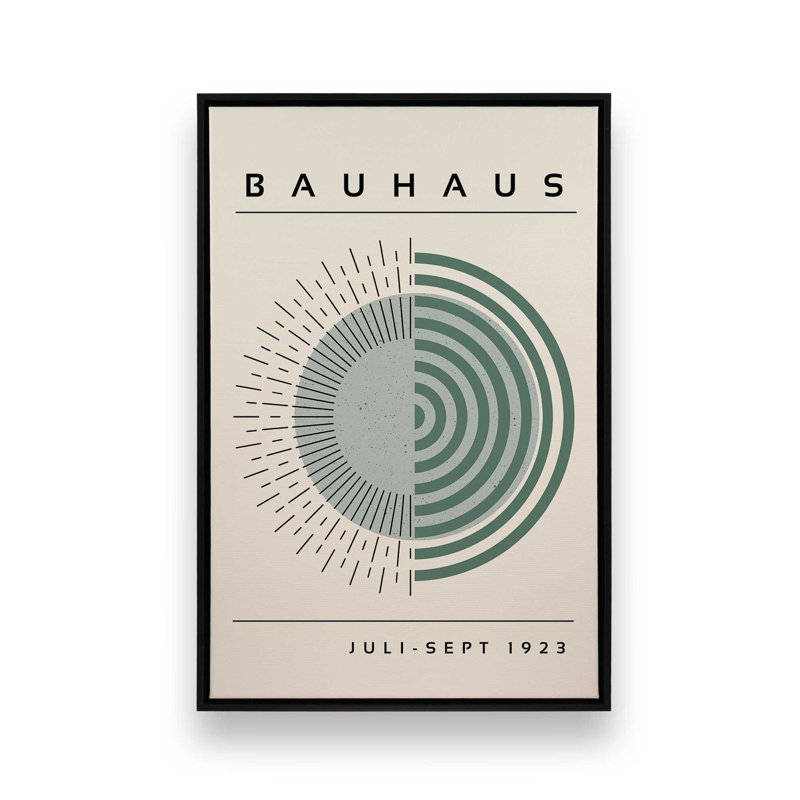 Toile tendue Bauhaus Echoing Rays, Cadre flottant noir satiné, H 18,75 po x l 12,75 po x P 1,75 po