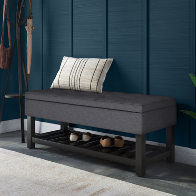 Banc de rangement avec repose-pieds capitonné et tablette ouverte Cosmopolitan