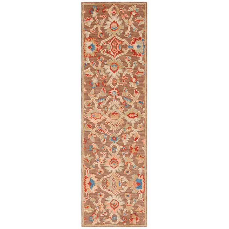 Metro Hand Tufted Wool Cotton Oriental Rug in Beige/Dark Brown, Runner 2'3" x 8'