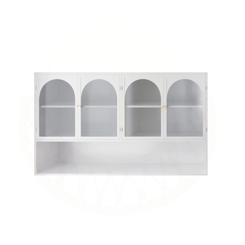 Armoire murale en verre à quatre portes pour un rangement polyvalent, parfaite pour la cuisine, le salon et la salle de bain