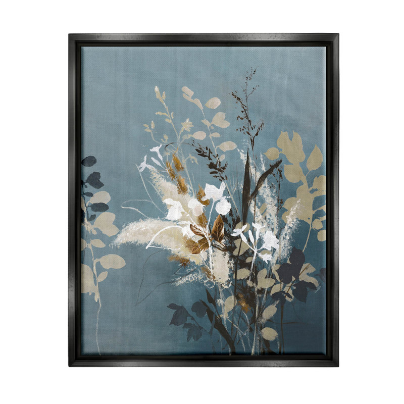 Arrangement moderne de giclées botaniques par Design Fabrikken, H 21 po x l 17 po x P 1,7 po, Cadre flottant noir de jais
