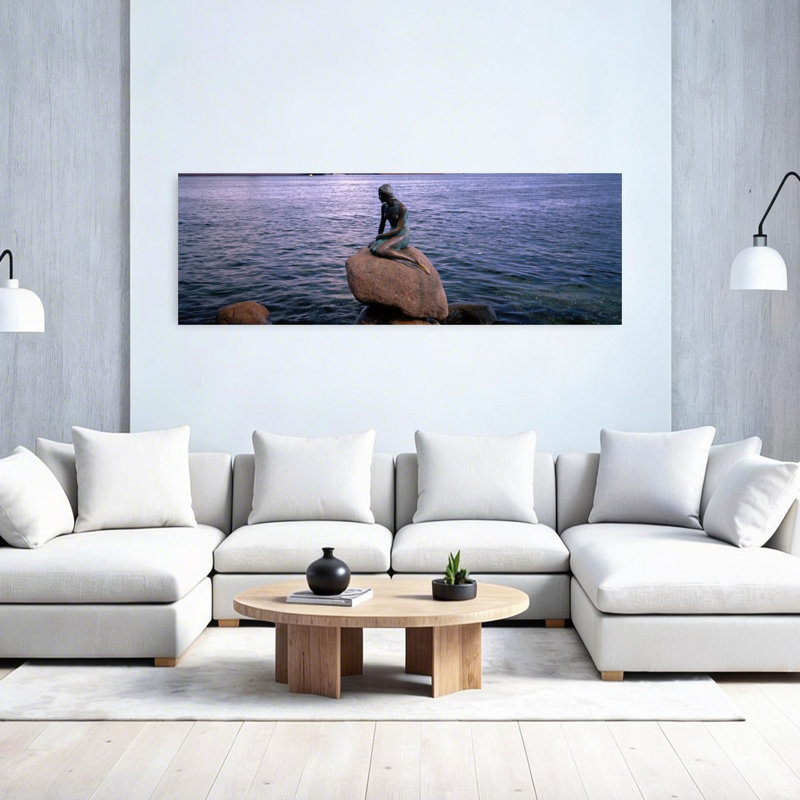Little Mermaid Statue On Waterfront Copenhagen Denmark by David L Brown - Wrapped Canvas Panoramic Print