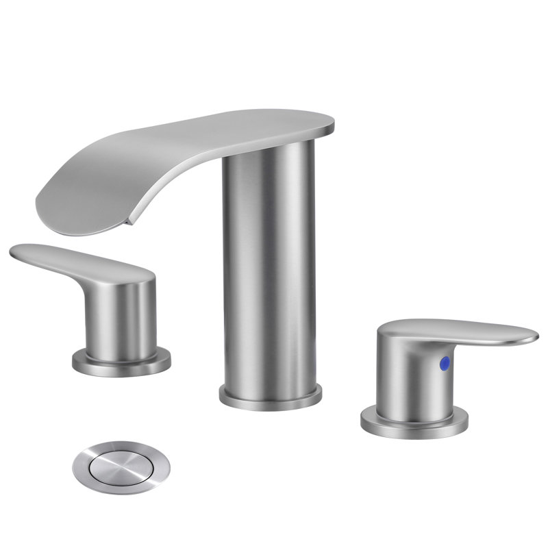 Widespread 2-handle Bathroom Faucet with Drain Assembly, Brushed Nickel
