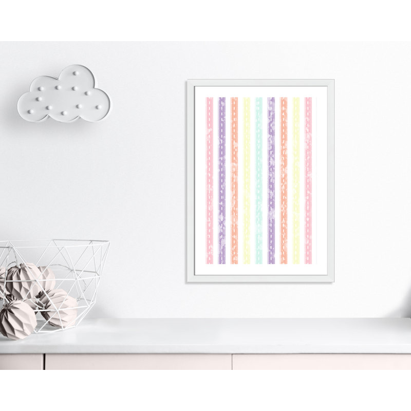 Adhésif décoratif Whimsical Stripe, H 36,5 po x l 26,5 po x P 0,625 po, Encadré plat blanc