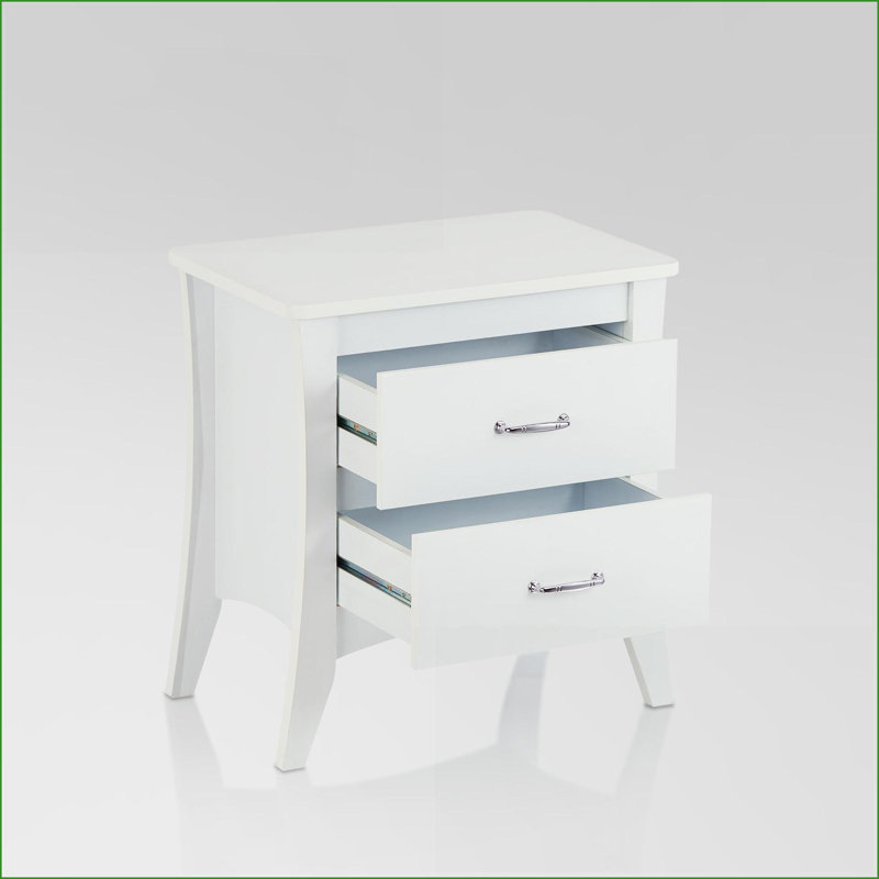 Table basse Babb à finition blanche avec pieds fuselés et amp; 2 tiroirs, rangement peu encombrant