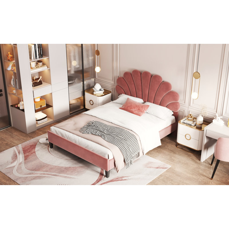 Lit pour tête de lit double en velours pleine fleur - rembourré, rouge pâte de haricots, structure en bois robuste, sans sommier tapissier, très grand confort, assemblage partiel avec plateforme, lattes de soutien,