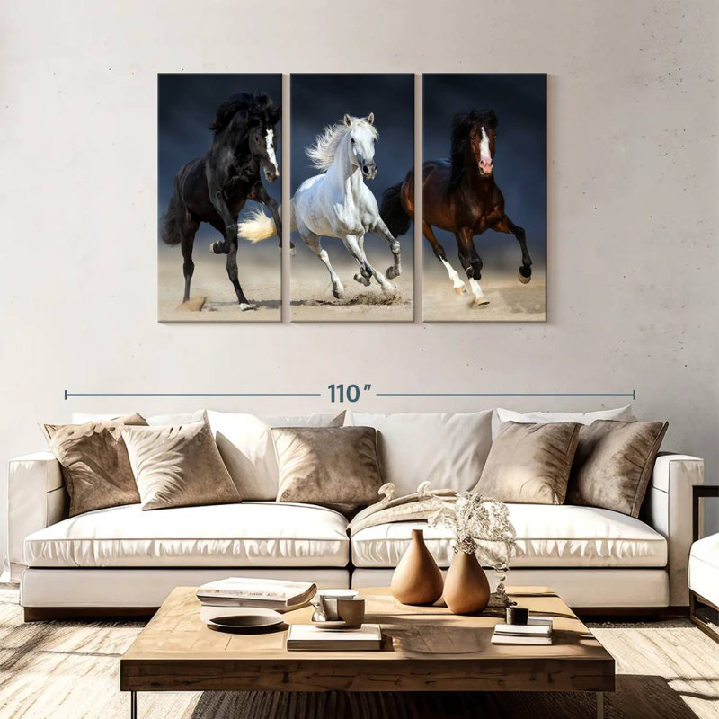 Brampt Three Playful Horses, 48" H x 74" W