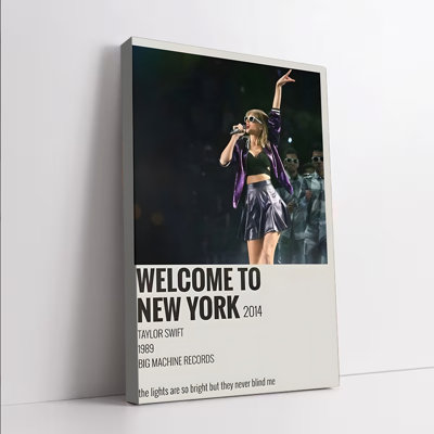 1PC Wall Arts Posters Framed, Taylor Swift Welcome To New York 2014 Concert Canvas Print Music Lyric Wall Art Decor for Bedroom Living Room Fans Gift Big Machine Records 1989 Album Inspired Poster High Quality Print
